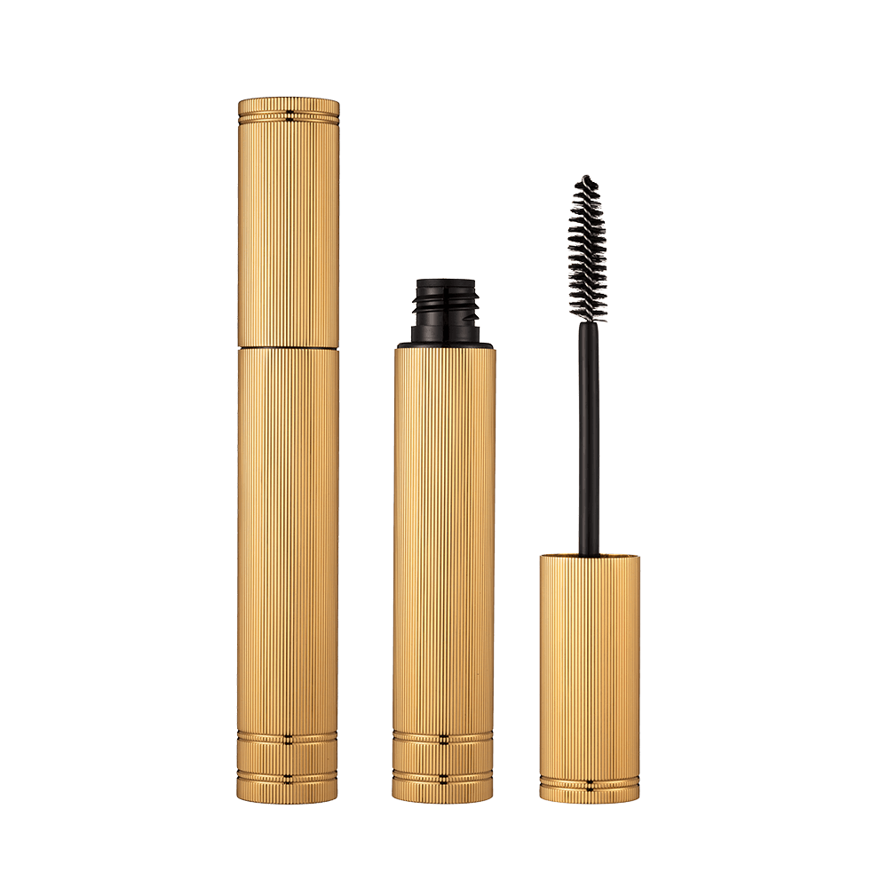Bright Gold Brushed Cylindrical Aluminum Mascara Tube HM1331