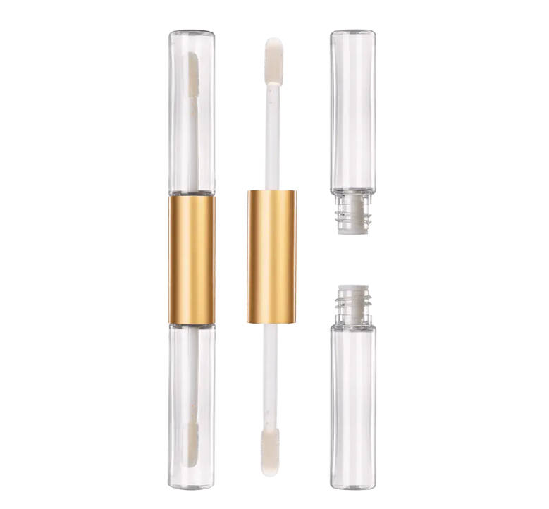 How to ensure that two different colors of lip gloss in a double end lip gloss tube will not penetrate or mix with each other?