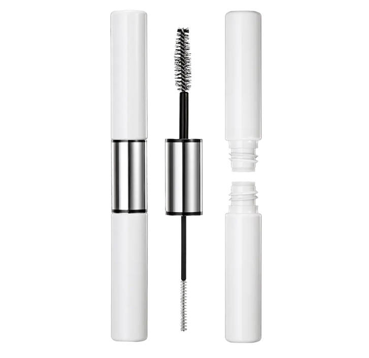 What are the main surface treatments used on empty aluminum mascara tubes to enhance their appearance and texture?